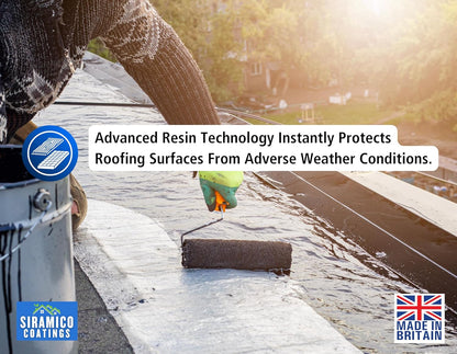 Siramico Liquid Rubber Roof Coating | 5 Litres | Instant Leak Seal Technology I Quick Drying, One Coat Waterproofing Sealant | Black, Grey & Clear