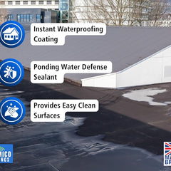Siramico Liquid Rubber Roof Coating | 5 Litres | Instant Leak Seal Technology I Quick Drying, One Coat Waterproofing Sealant | Black, Grey & Clear