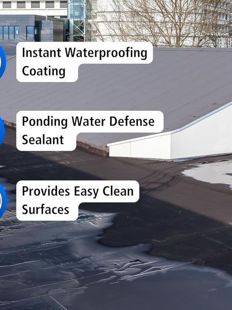 Siramico Liquid Rubber Roof Coating | 5 Litres | Instant Leak Seal Technology I Quick Drying, One Coat Waterproofing Sealant | Black, Grey & Clear