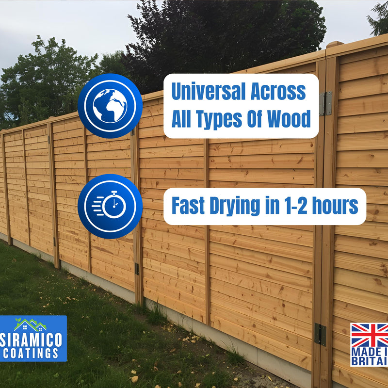 Siramico Coatings Shed & Fence Clear – ECO Resin Technology | Wood Sealer & Protector for Outdoor Wood, Fences, Decking & Garden Structures