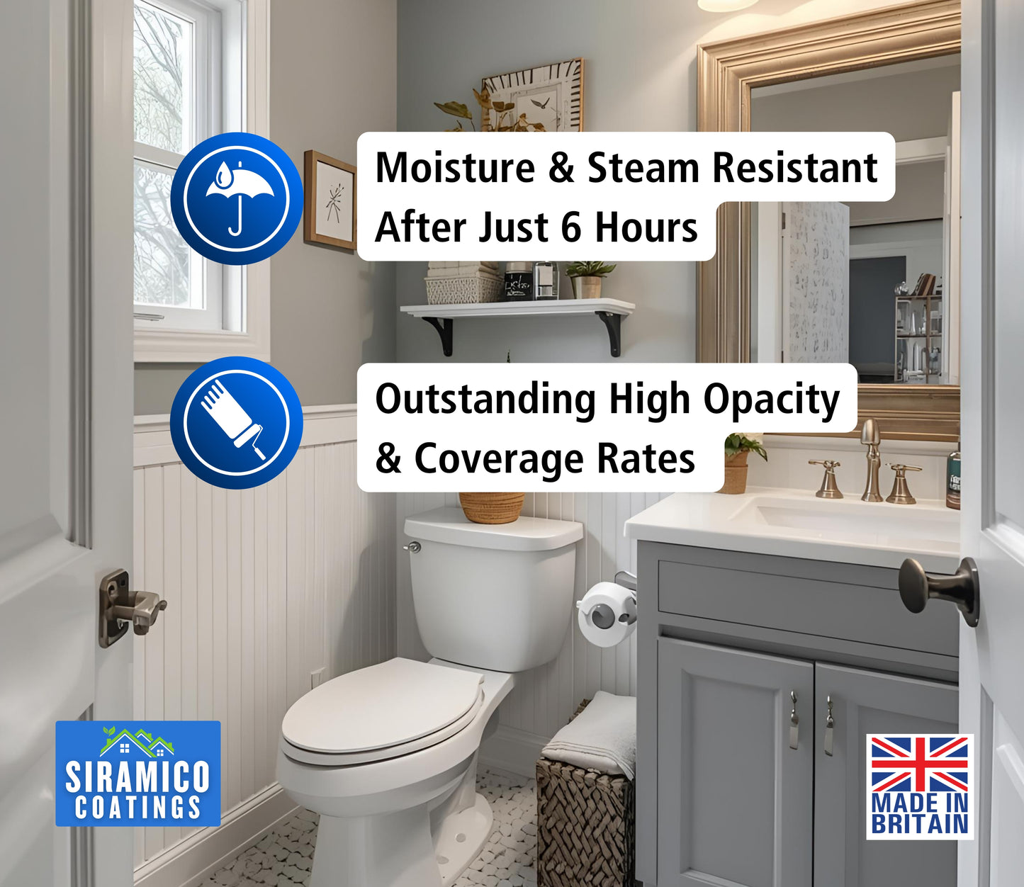 Anti-Mould Emulsion Ultra™ White Paint | 500ml 1 Litre 2.5 Litre or 5 Litre | Siramico Coatings