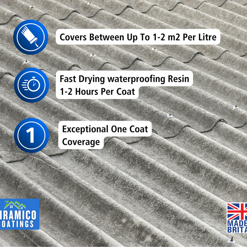 Siramico - Asbestos Guard™ | Sealant Paint & Coating - Full Protection for Cladding, Gutters and Roofs | 1 Litre or 5 Litres - Clear, Grey or Black