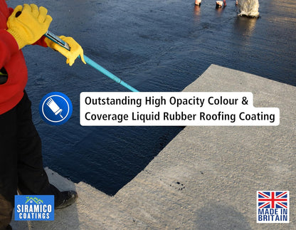 Siramico Liquid Rubber Roof Coating | 5 Litres | Instant Leak Seal Technology I Quick Drying, One Coat Waterproofing Sealant | Black, Grey & Clear