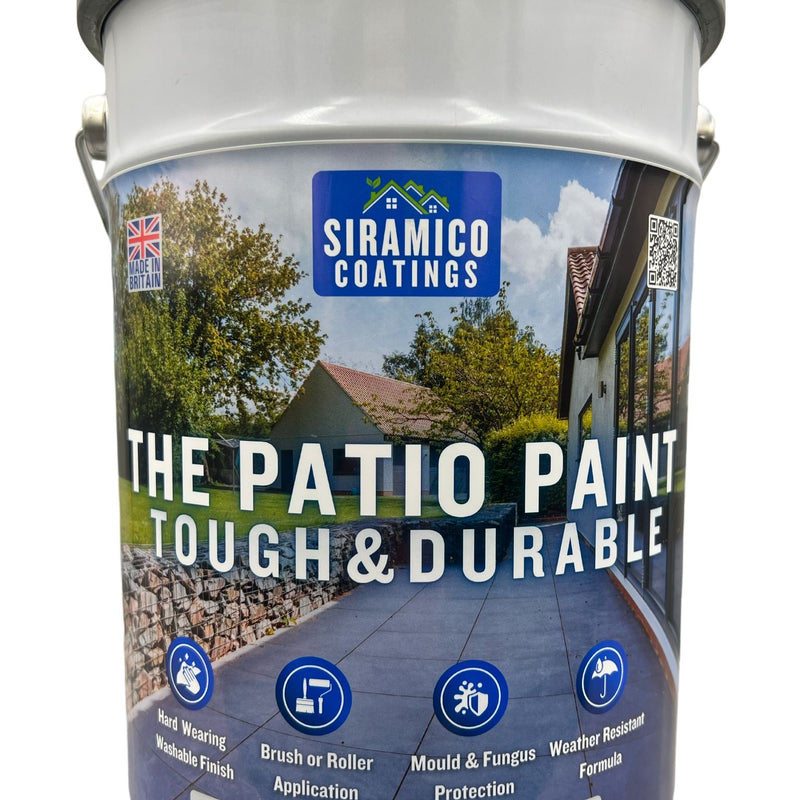One Coat Anti-Slip Patio Paint for Concrete, Stone, Brick or Tile | 5 Litres | Premium One Coat Mould & UV Resistant Formula | White Grey Black Red
