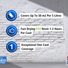 One Coat All in One Masonry Paint with Primer & Sealer | 500ml or 5 Litres - Matt | White - Red - Black - Mid Grey - Dark Grey