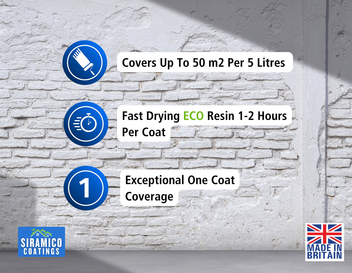 One Coat All in One Masonry Paint with Primer & Sealer | 500ml or 5 Litres - Matt | White - Red - Black - Mid Grey - Dark Grey