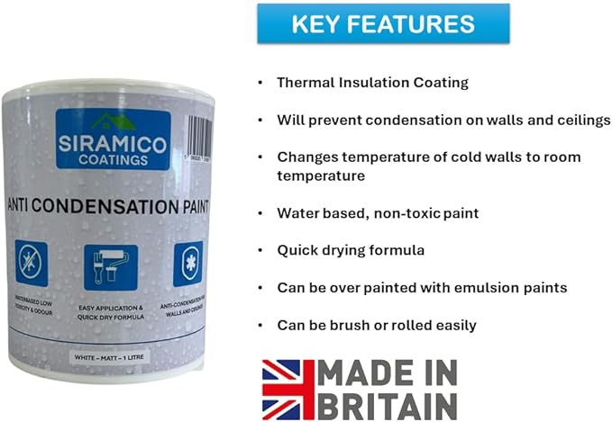 Anti Condensation Paint | 1 Litre - Matt White  | Siramico Coatings