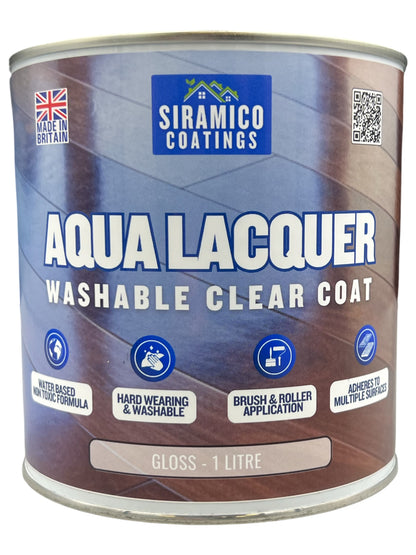 Aqua Lacquer |  1 Litre - Clear Gloss & Satin | Siramico Coatings