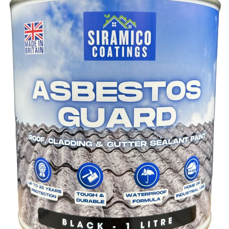 Siramico - Asbestos Guard™ | Sealant Paint & Coating - Full Protection for Cladding, Gutters and Roofs | 1 Litre or 5 Litres - Clear, Grey or Black