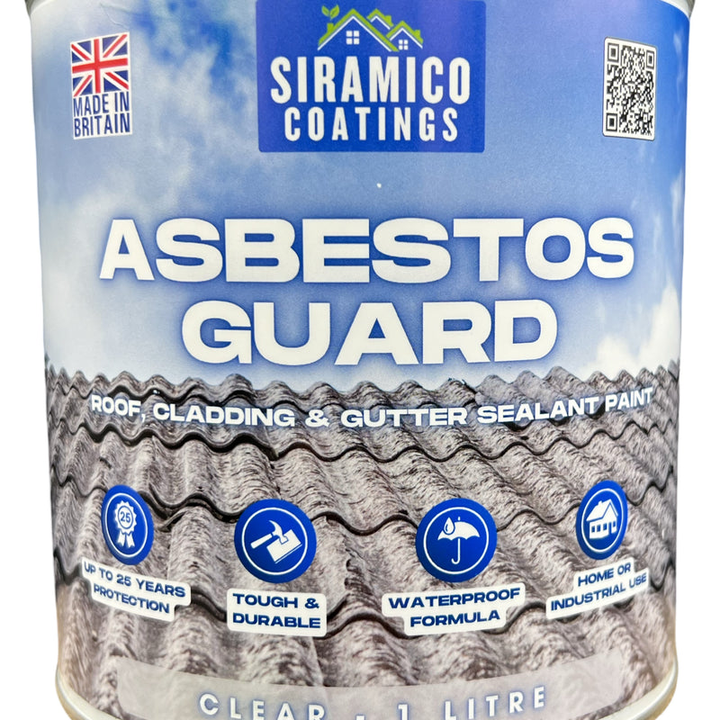 Siramico - Asbestos Guard™ | Sealant Paint & Coating - Full Protection for Cladding, Gutters and Roofs | 1 Litre or 5 Litres - Clear, Grey or Black