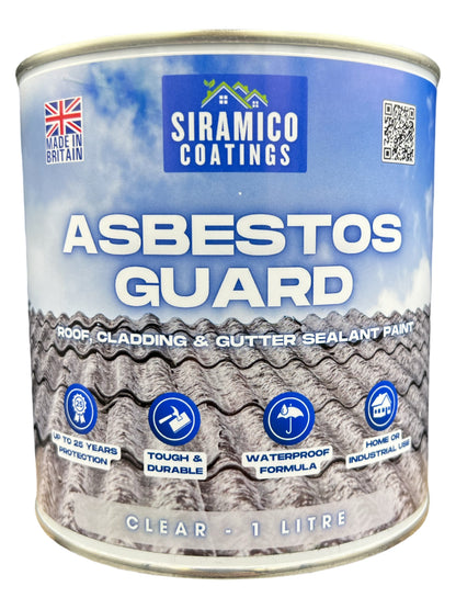 Siramico - Asbestos Guard™ | Sealant Paint & Coating - Full Protection for Cladding, Gutters and Roofs | 1 Litre or 5 Litres - Clear, Grey or Black
