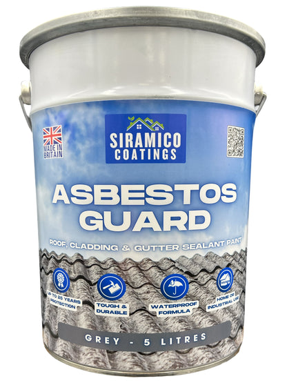 Siramico - Asbestos Guard™ | Sealant Paint & Coating - Full Protection for Cladding, Gutters and Roofs | 1 Litre or 5 Litres - Clear, Grey or Black