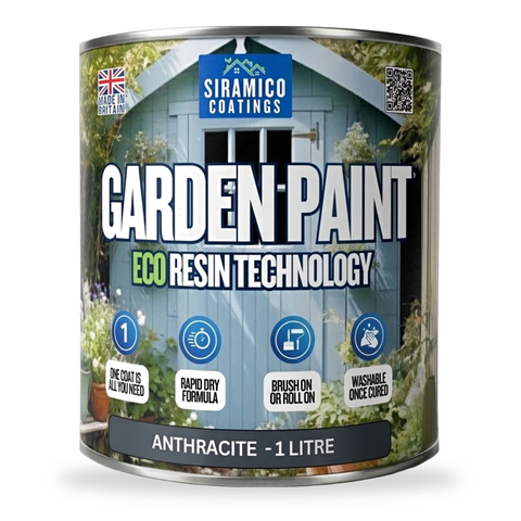 Garden Paint – One Coat ECO Resin | 1L Covers 12m² | Wood, Brick, Stone & Furniture | 10 Colours