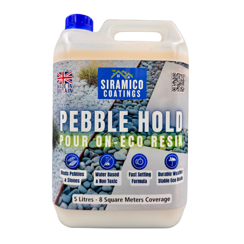 Pebble Hold Pour On ECO-Resin™ Glue Binder | 5 litres | Waterbased Binder for Pebbles & Stones on Borders, Patios & Garden Paths. Non Toxic & Pet Friendly