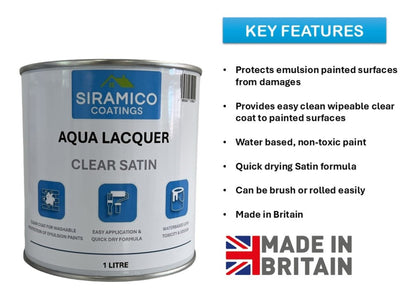 Aqua Lacquer |  1 Litre - Clear Satin | Siramico Coatings