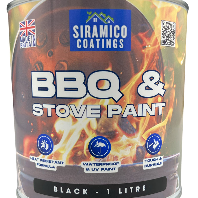 BBQ & Stove High Temperature up to 1000°C Paint | 500ml or 1 Litre  Black, White or Red - Matt | Siramico Coatings