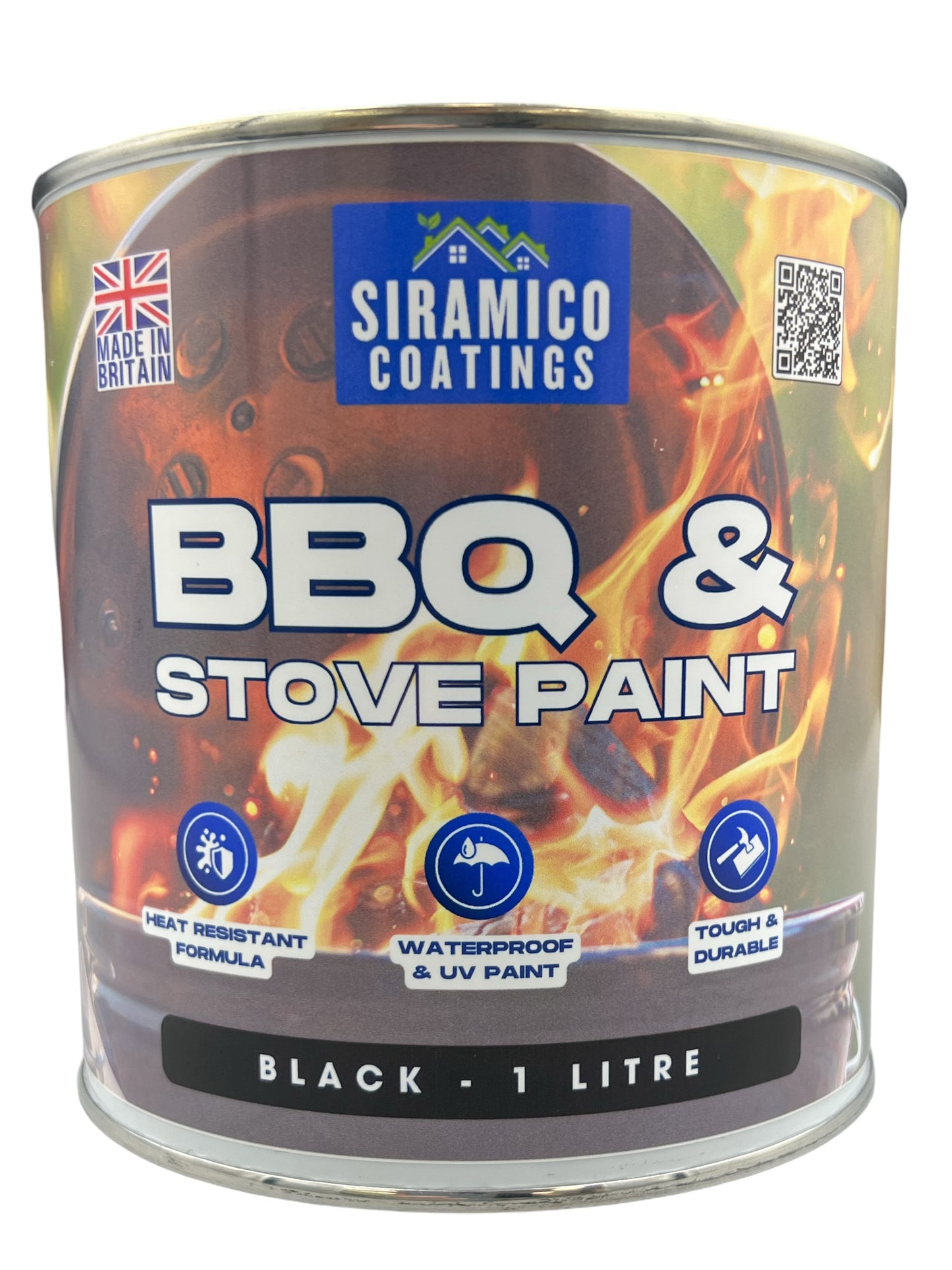 BBQ & Stove High Temperature up to 1000°C Paint | 500ml or 1 Litre  Black, White or Red - Matt | Siramico Coatings