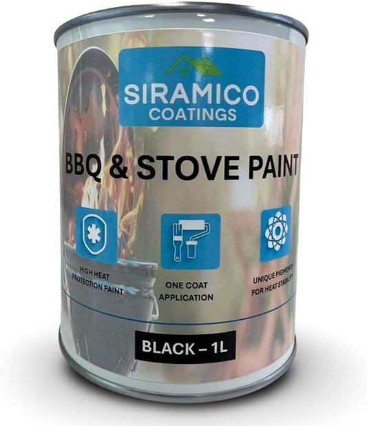 BBQ & Stove Paint | 1 Litre - Black Matt | Siramico Coatings