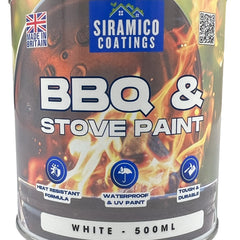 BBQ & Stove High Temperature up to 1000°C Paint | 500ml or 1 Litre  Black, White or Red - Matt | Siramico Coatings