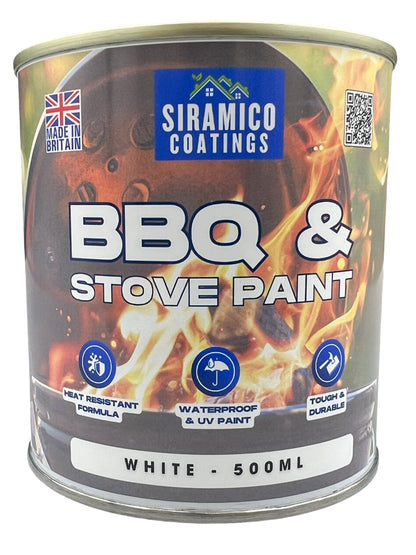 BBQ & Stove High Temperature up to 1000°C Paint | 500ml or 1 Litre  Black, White or Red - Matt | Siramico Coatings