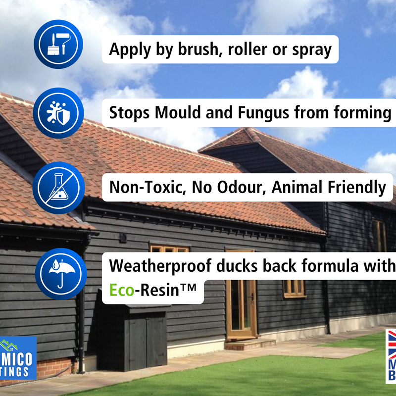 One Coat Ultimate Barn Acrylic Paint with Eco-Resin™ - Matt Black - 5 Litres - 10 Year Guarantee