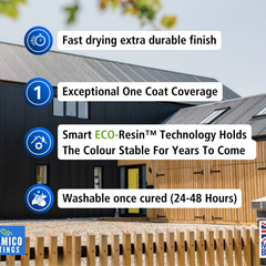 One Coat Ultimate Barn Acrylic Paint with Eco-Resin™ - Matt Black - 5 Litres - 10 Year Guarantee