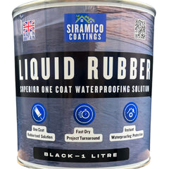 Siramico Coatings Liquid Rubber Roof Coating | 500ml & 1 Litre | Instant Leak Seal Technology I Quick Drying, One Coat Waterproofing Sealant | Black, Grey & Clear