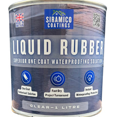 Siramico Coatings Liquid Rubber Roof Coating | 500ml & 1 Litre | Instant Leak Seal Technology I Quick Drying, One Coat Waterproofing Sealant | Black, Grey & Clear