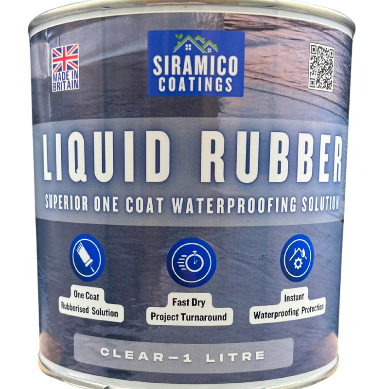 Siramico Coatings Liquid Rubber Roof Coating | 500ml & 1 Litre | Instant Leak Seal Technology I Quick Drying, One Coat Waterproofing Sealant | Black, Grey & Clear