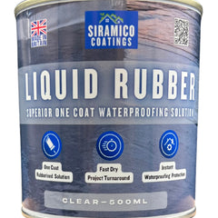 Siramico Coatings Liquid Rubber Roof Coating | 500ml & 1 Litre | Instant Leak Seal Technology I Quick Drying, One Coat Waterproofing Sealant | Black, Grey & Clear