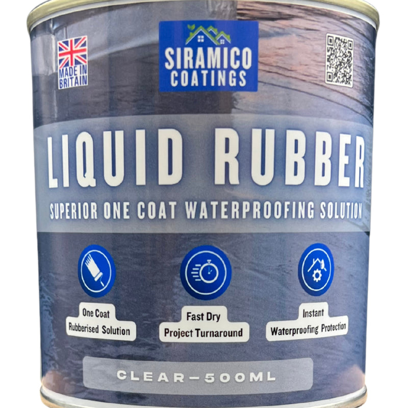Siramico Coatings Liquid Rubber Roof Coating | 500ml & 1 Litre | Instant Leak Seal Technology I Quick Drying, One Coat Waterproofing Sealant | Black, Grey & Clear