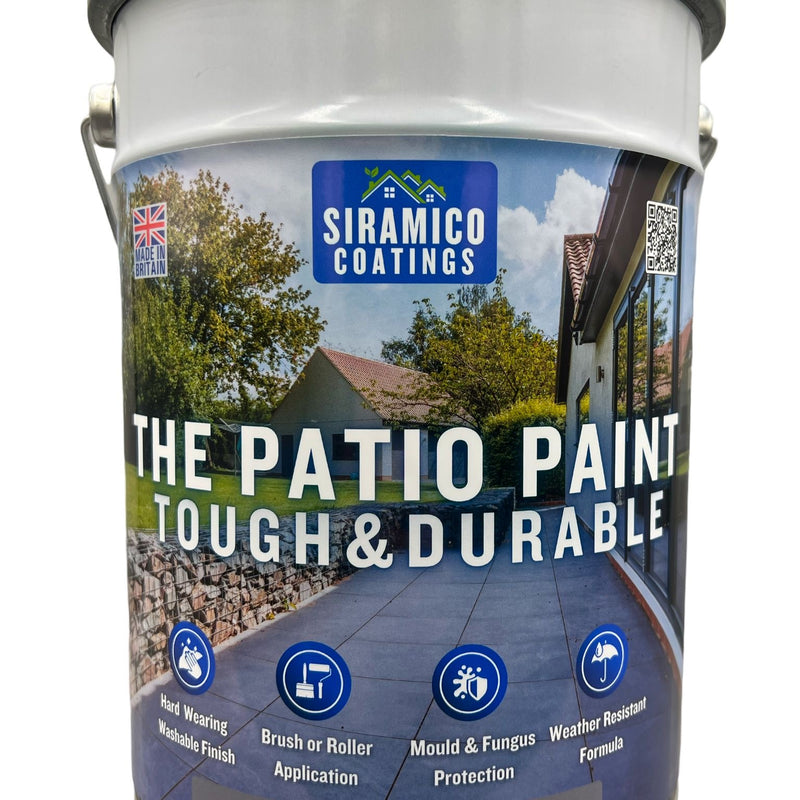 One Coat Anti-Slip Patio Paint for Concrete, Stone, Brick or Tile | 5 Litres | Premium One Coat Mould & UV Resistant Formula | White Grey Black Red