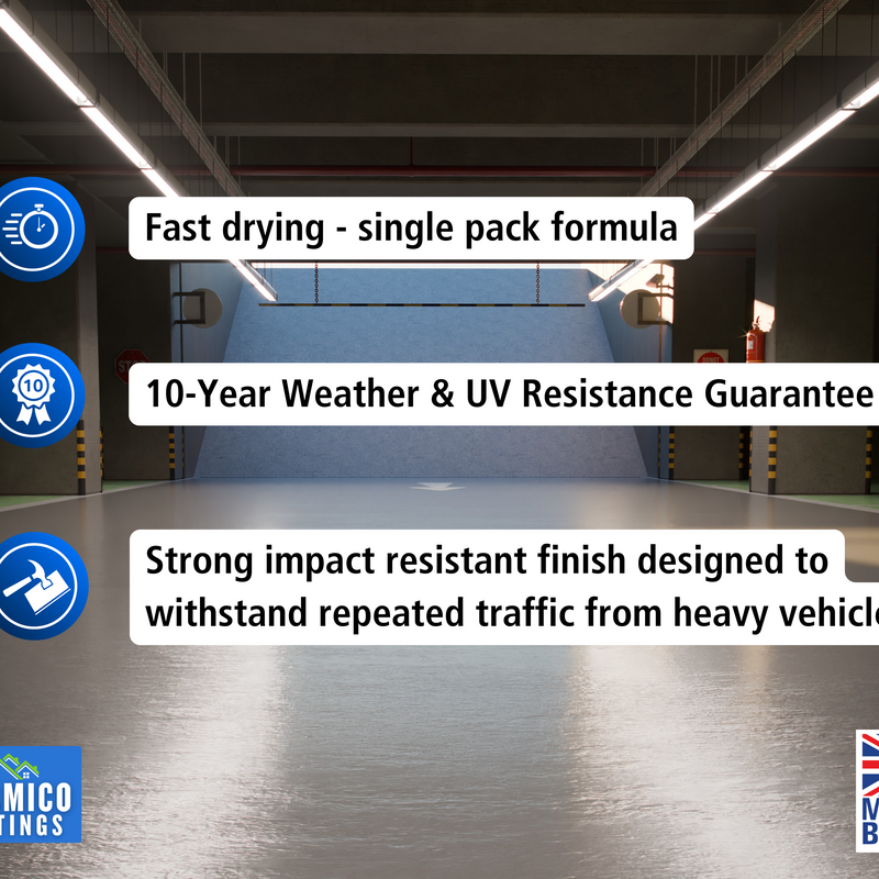 One Coat - Ultra Heavy Duty Primerless Garage Floor Paint - 5 Litres - White - Green - Light Grey - Brown - Anthracite