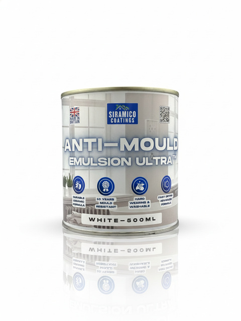 Anti-Mould Emulsion Ultra™ White Paint | 500ml 1 Litre 2.5 Litre or 5 Litre | Siramico Coatings