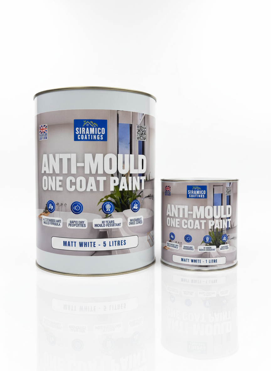 Anti Mould Paint | 1 & 5 Litres - Matt White | Siramico Coatings