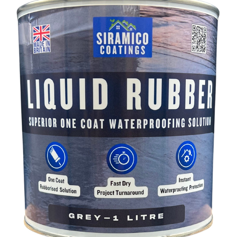 Siramico Coatings Liquid Rubber Roof Coating | 500ml & 1 Litre | Instant Leak Seal Technology I Quick Drying, One Coat Waterproofing Sealant | Black, Grey & Clear
