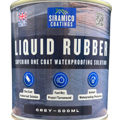 Siramico Coatings Liquid Rubber Roof Coating | 500ml & 1 Litre | Instant Leak Seal Technology I Quick Drying, One Coat Waterproofing Sealant | Black, Grey & Clear