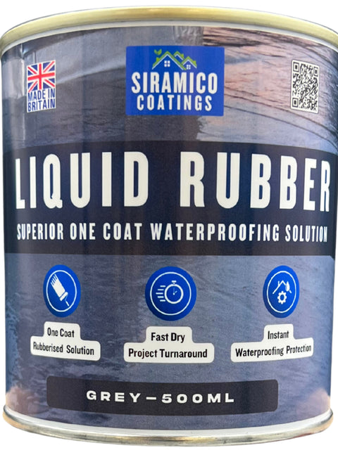 Siramico Coatings Liquid Rubber Roof Coating | 500ml & 1 Litre | Instant Leak Seal Technology I Quick Drying, One Coat Waterproofing Sealant | Black, Grey & Clear