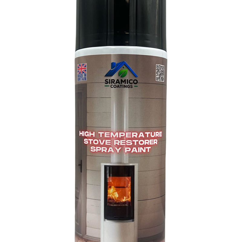 Stove, Chiminea, Smoker & BBQ Spray Paint Restorer | High Temperature Paint Formula up to 1000°C | Deep Black, Ice White or Flame Red | 400ml