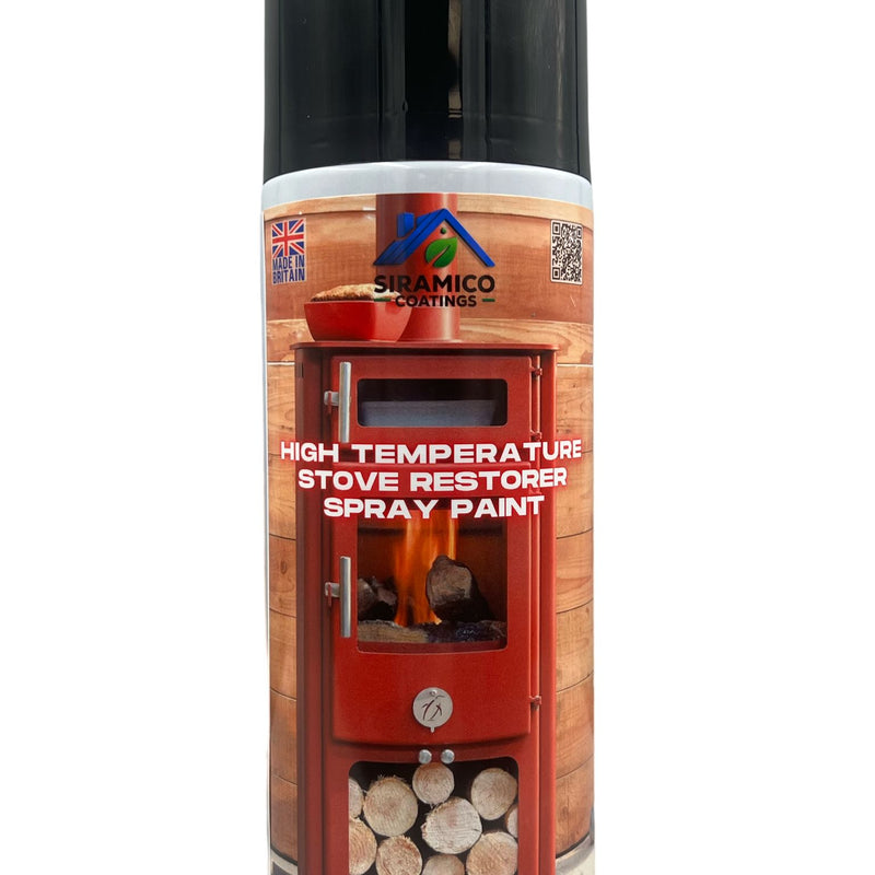 Stove, Chiminea, Smoker & BBQ Spray Paint Restorer | High Temperature Paint Formula up to 1000°C | Deep Black, Ice White or Flame Red | 400ml