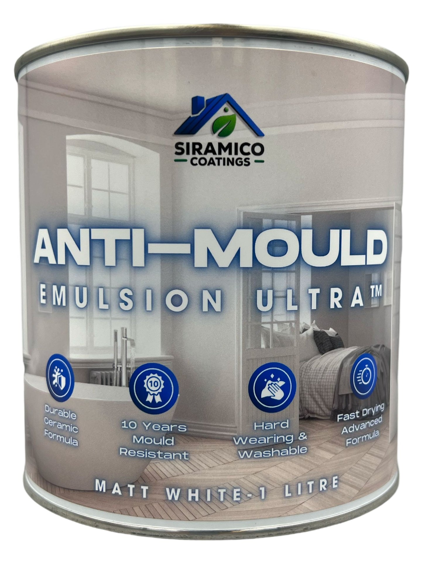 Anti-Mould Emulsion Ultra™ White Paint | 500ml 1 Litre 2.5 Litre or 5 Litre | Siramico Coatings