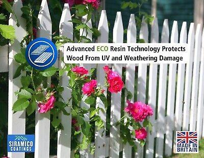 One Coat Premium Fence Paint | 5 Litres | ECO-Resin™ Technology | 6 Luxury Colours | Goose Grey | Sage Green | Anthracite Grey | Pastel Blue | Deep Black | Ice White