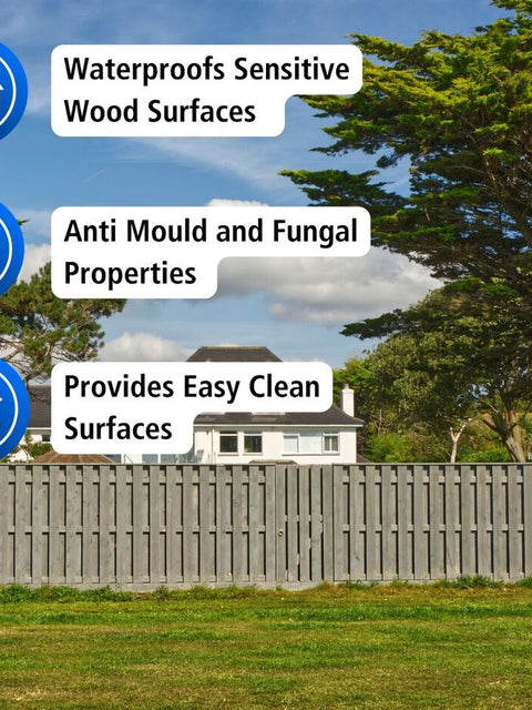 One Coat Premium Fence Paint | 5 Litres | ECO-Resin™ Technology | 6 Luxury Colours | Goose Grey | Sage Green | Anthracite Grey | Pastel Blue | Deep Black | Ice White