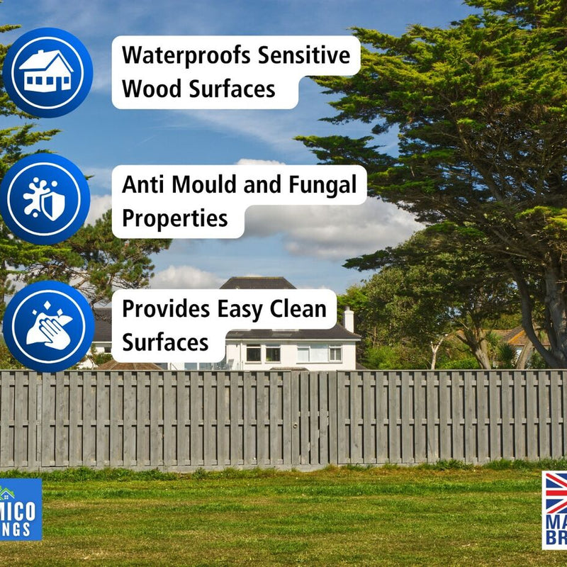 One Coat Premium Fence Paint | 5 Litres | ECO-Resin™ Technology | 6 Luxury Colours | Goose Grey | Sage Green | Anthracite Grey | Pastel Blue | Deep Black | Ice White