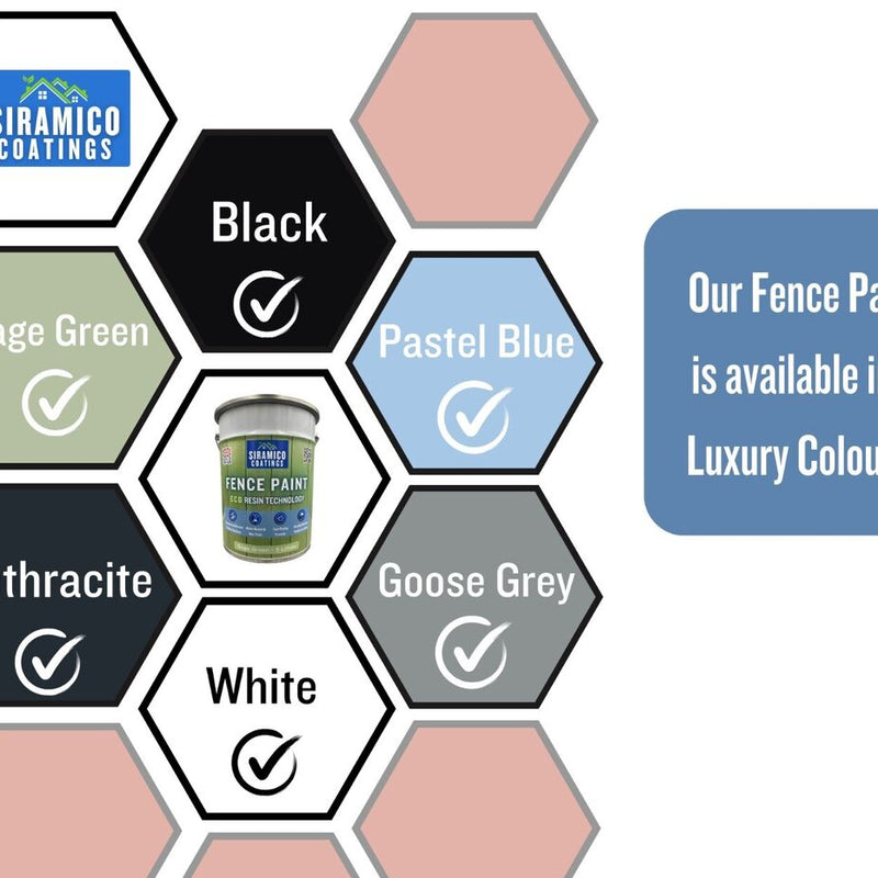 One Coat Premium Fence Paint | 5 Litres | ECO-Resin™ Technology | 6 Luxury Colours | Goose Grey | Sage Green | Anthracite Grey | Pastel Blue | Deep Black | Ice White