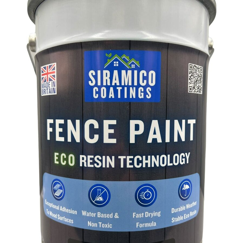 One Coat Premium Fence Paint | 5 Litres | ECO-Resin™ Technology | 6 Luxury Colours | Goose Grey | Sage Green | Anthracite Grey | Pastel Blue | Deep Black | Ice White