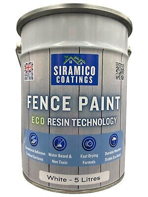 One Coat Premium Fence Paint | 5 Litres | ECO-Resin™ Technology | 6 Luxury Colours | Goose Grey | Sage Green | Anthracite Grey | Pastel Blue | Deep Black | Ice White