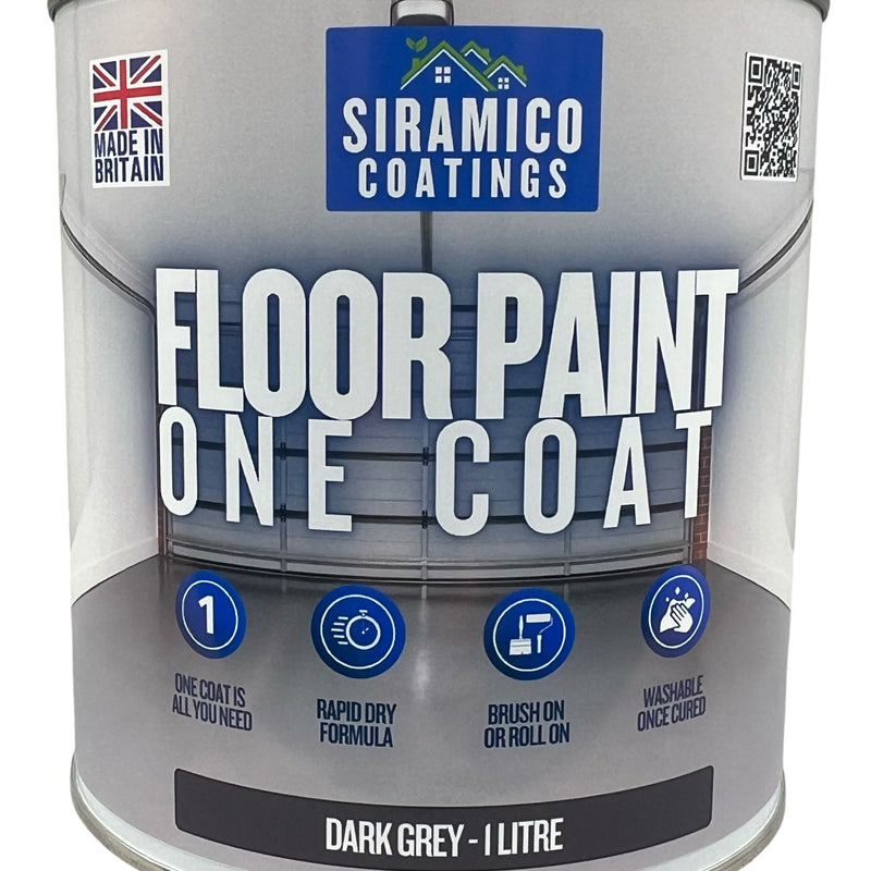 One Coat Anti-Slip Floor Paint | 1 - 5 Litres I Waterbased, Quick Drying Formula | Black - Dark Grey - Mid Grey - Light Grey - White