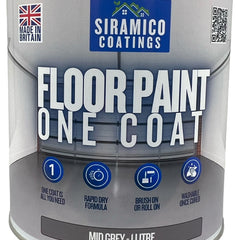 One Coat Anti-Slip Floor Paint | 1 - 5 Litres I Waterbased, Quick Drying Formula | Black - Dark Grey - Mid Grey - Light Grey - White