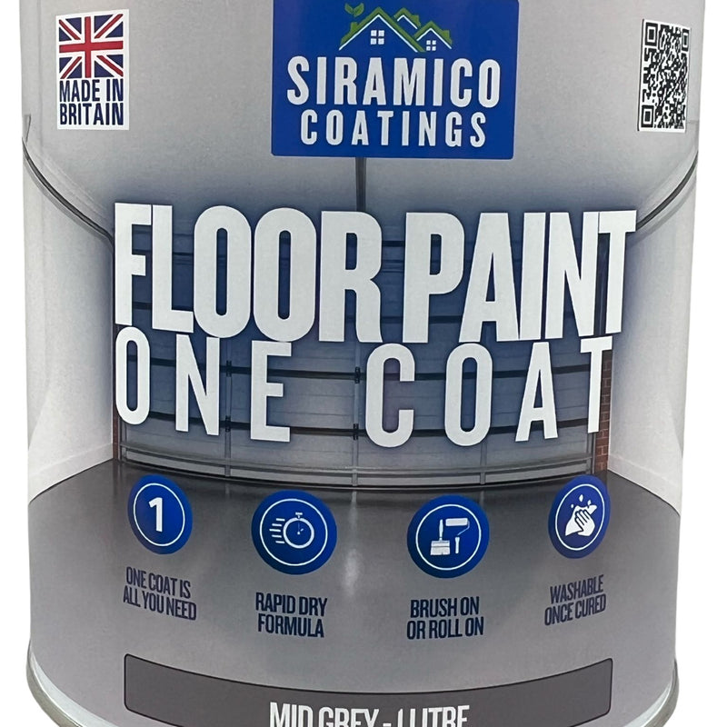 One Coat Anti-Slip Floor Paint | 1 - 5 Litres I Waterbased, Quick Drying Formula | Black - Dark Grey - Mid Grey - Light Grey - White